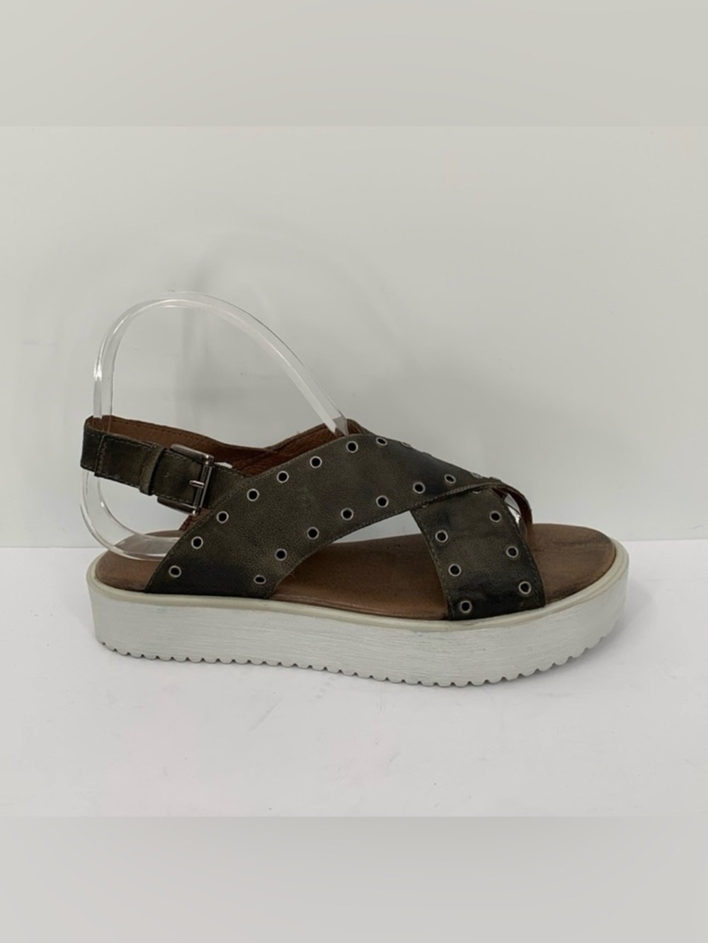 Roan Bed Stu Hali platform brown leather sandal shoe grommet lug sole women 8